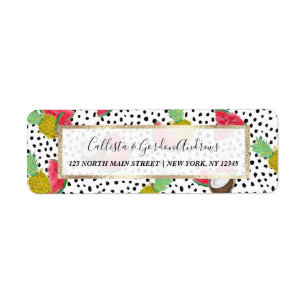 Artsy Tropical Fruit Polka Dots Watercolor Pattern Label