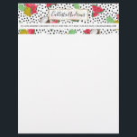 Artsy Tropical Fruit Polka Dots Watercolor Pattern Letterhead<br><div class="desc">This artsy and modern pattern is perfect for the summer season. It features a hand-drawn and hand-painted fruit pattern on top of black and white abstract polka dots. The foodie fruit includes pink and green watermelon, yellow pineapple, and brown coconuts. It's unique, cool, and trendy! ***IMPORTANT DESIGN NOTE: For any...</div>