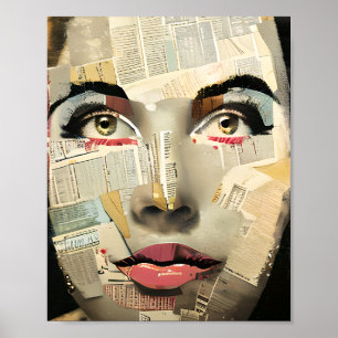 Artsy Unique Digital Art Pretty Lady Abstract Poster