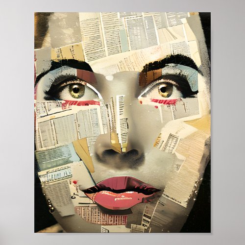 Artsy Unique Digital Art  Pretty Lady Abstract Poster