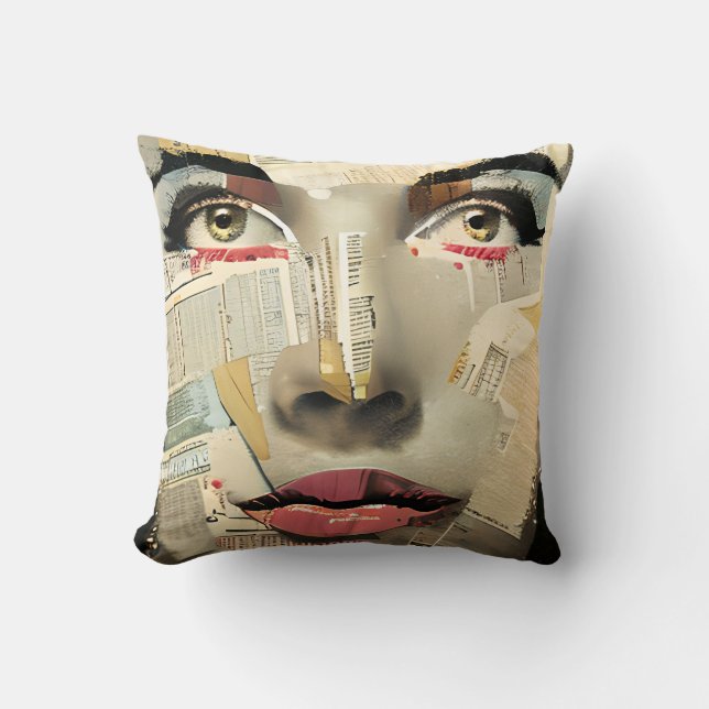 Artsy Unique Digital Art | Pretty Lady Abstract Throw Pillow (Front)