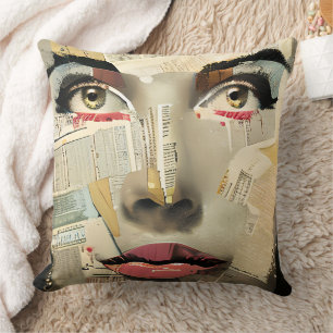 Artsy Unique Digital Art Pretty Lady Abstract Throw Pillow