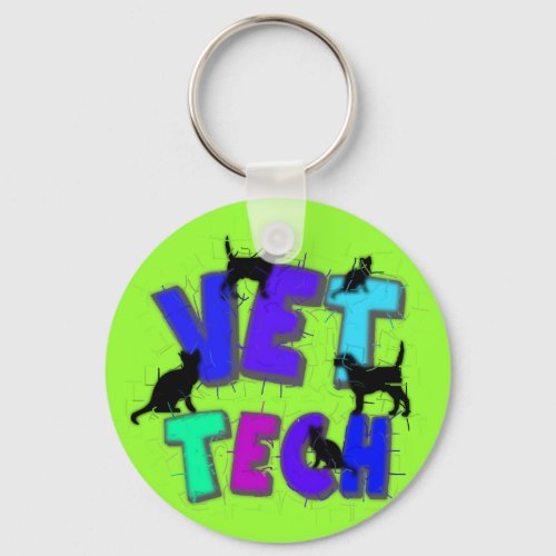 Artsy Vet Tech Gifts Unique artist drawn design Keychain