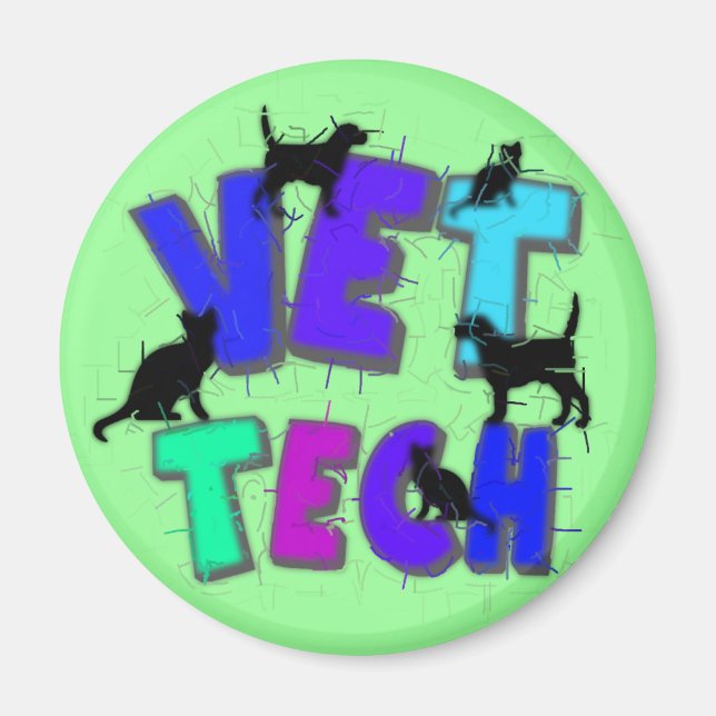 Artsy Vet Tech Gifts, Unique artist drawn design Magnet (Front)