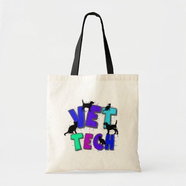 Artsy Vet Tech Gifts, Unique artist drawn design Tote Bag (Front)