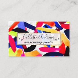 Artsy Vibrant Colorful Brushstroke Explosion Art Business Card