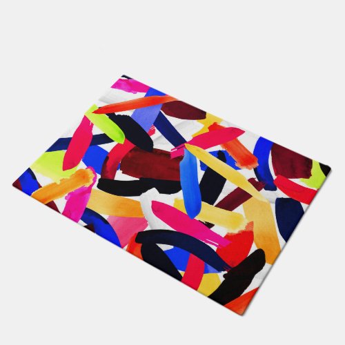 Artsy Vibrant Colorful Brushstroke Explosion Art Doormat