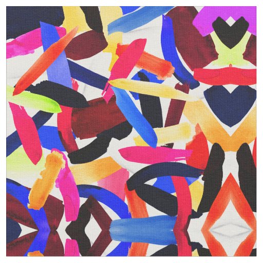 Artsy Vibrant Colorful Brushstroke Explosion Art Fabric