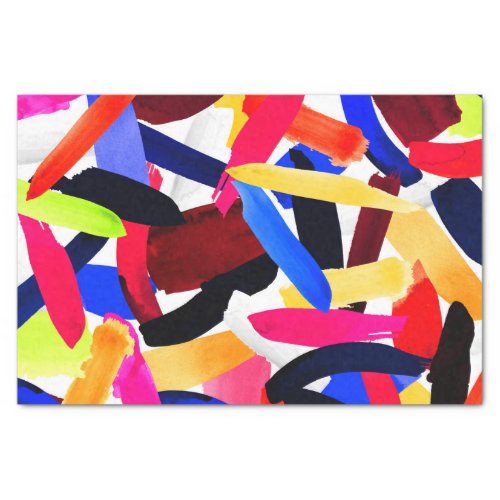 Artsy Vibrant Colorful Brushstroke Explosion Art Tissue Paper