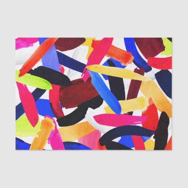 Artsy Vibrant Colorful Brushstroke Explosion Art Tissue Paper (Front)
