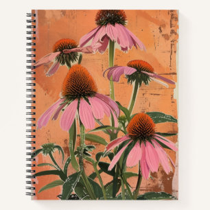 Artsy Vintage Coneflower Aesthetic Notebook