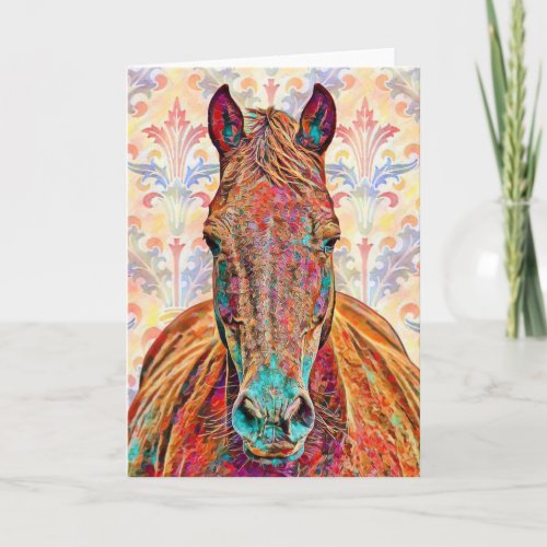 Artsy Vintage Poster Style Horse Art Note Card