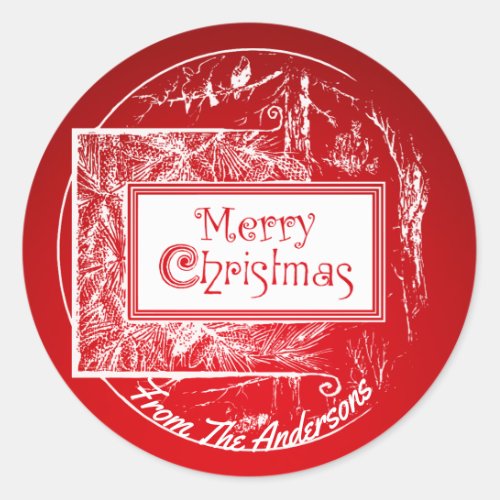 Artsy Vintage Retro Merry Christmas Custom Classic Round Sticker