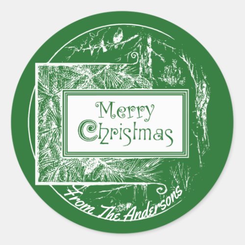 Artsy Vintage Retro Merry Christmas Custom Classic Round Sticker