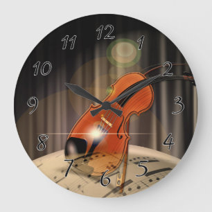 Artsy Violin Music Large Clock