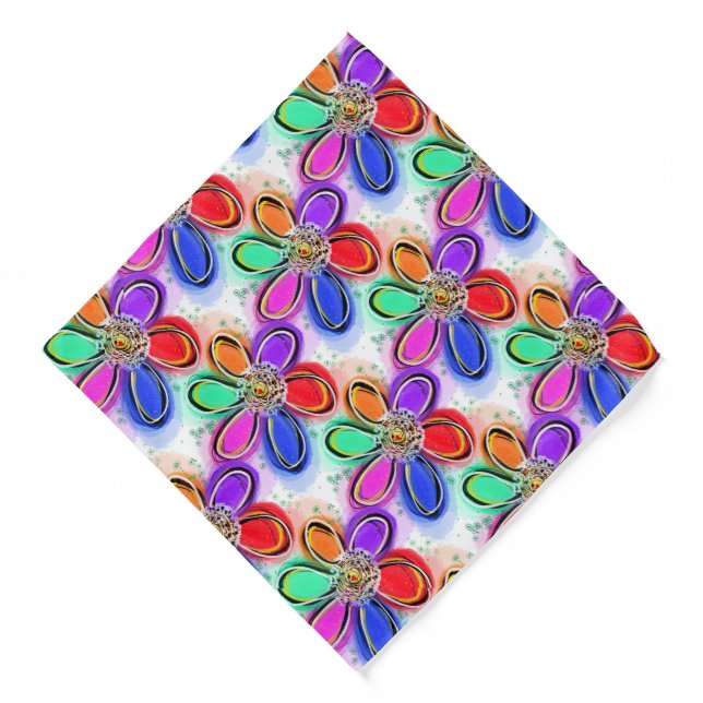 Artsy Watercolor Flowers  Bandana (Front)
