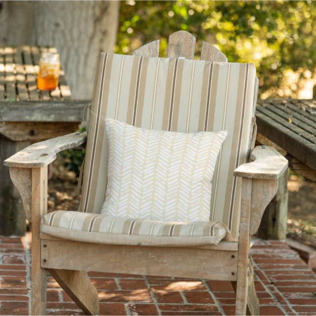 Artsy White Dutch Butter Yellow Abstract Chevron Outdoor Pillow (Chair)