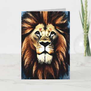 Artsy Wild African Lion Letterpress Thank You Card