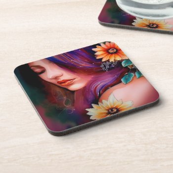 Artsy Woman Beverage Coaster by MarblesPictures at Zazzle