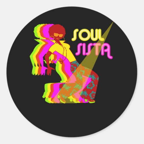 Artsy Womens Funk Sista Vintage 70s Costume Afro S Classic Round Sticker