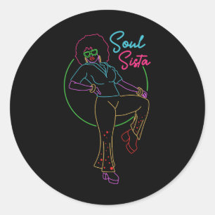 Artsy Womens Funk Vintage 70s Costume Afro Soul Mu Classic Round Sticker
