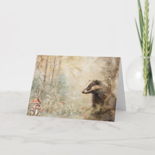 Artsy Woodland Animals Wildlife Badger Greeting   Card