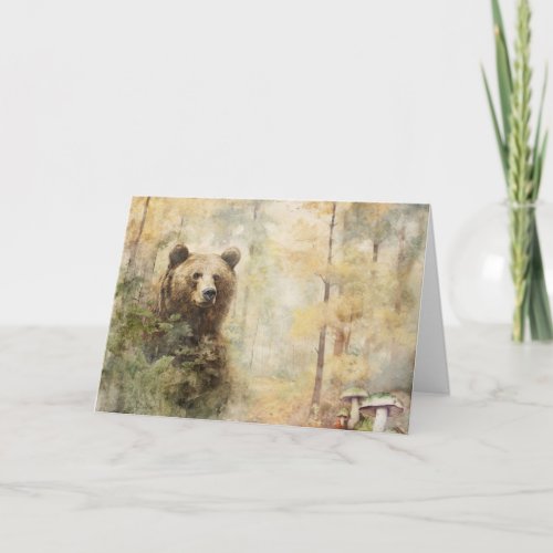Artsy Woodland Animals Wildlife Bear Greeting  Card