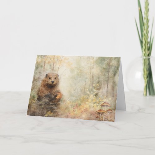 Artsy Woodland Animals Wildlife Beaver Greeting  Card