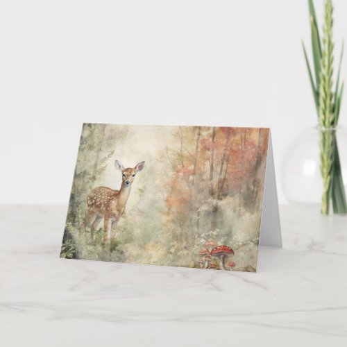 Artsy Woodland Animals Wildlife Deer Greeting  Card