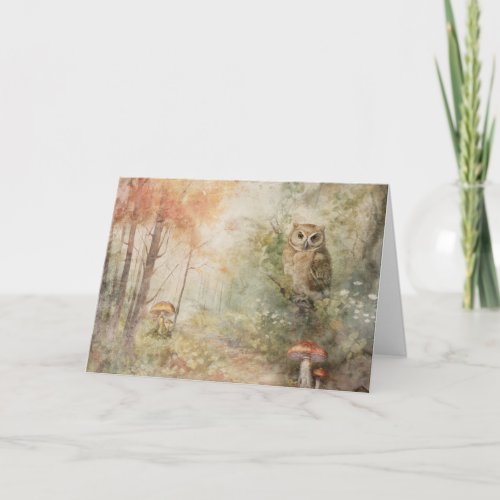 Artsy Woodland Animals Wildlife Owl Greeting  Card