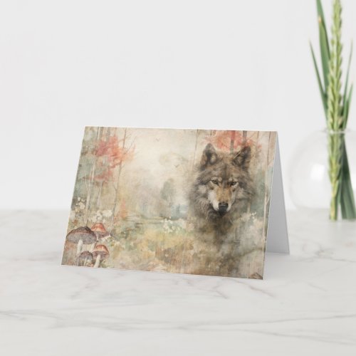 Artsy Woodland Animals Wildlife Wolf Greeting  Card