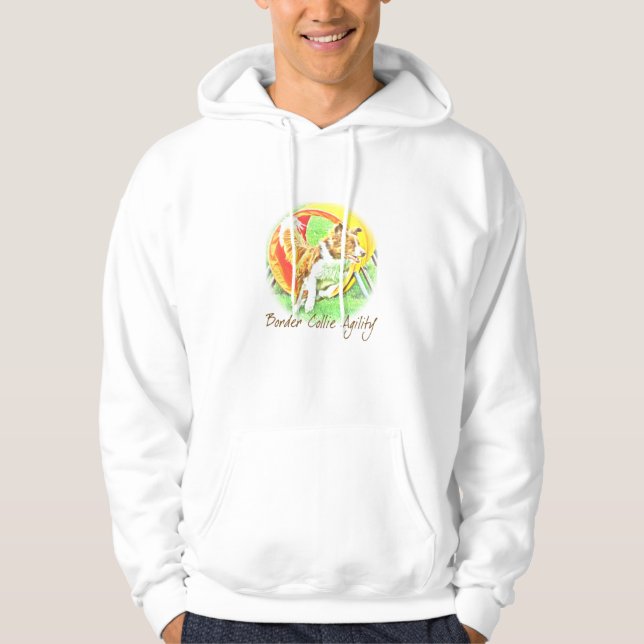 Artwork Border Collie Agility Hooded Sweatshirt (Front)