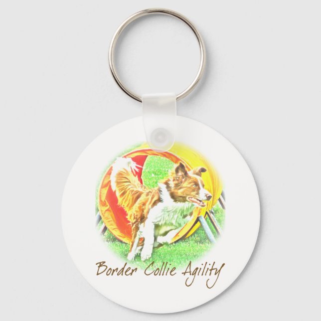 Artwork Border Collie Agility Keychain (Front)