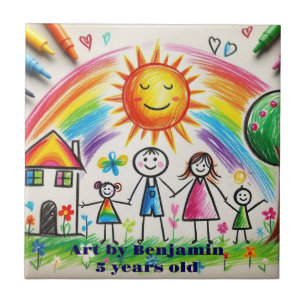 Artwork child proud Drawing kids Ceramic Tile