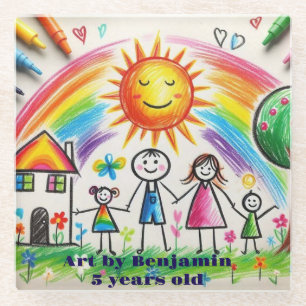 Artwork child proud Drawing kids Glass Coaster