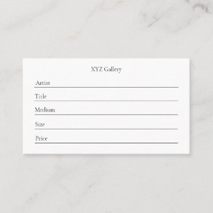 Artwork Display Label Card Template