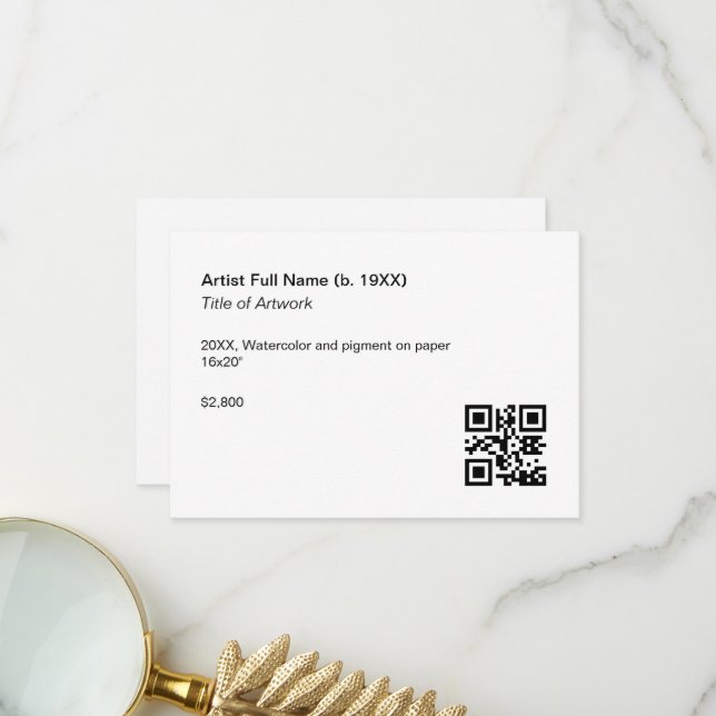 Artwork Exhibition Label Template with QR Code | Zazzle