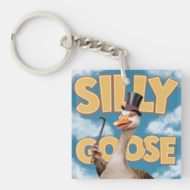  Artwork Illustration Silly goose, Funny Goose Keychain (Front)