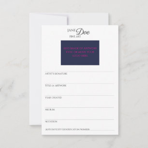 Artwork Information Card 