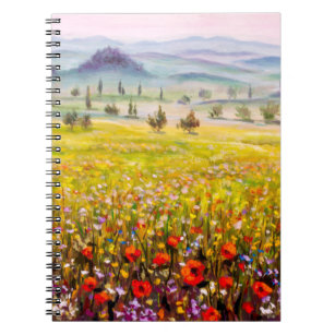 Artwork Italian tuscany cypresses landscape with m Notebook