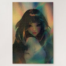 Artwork of Anime Girl Surrounded by Rainbow Light