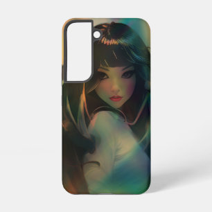 Artwork of Anime Girl Surrounded by Rainbow Light Samsung Galaxy S22 Case