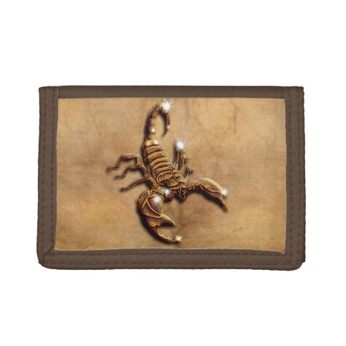 Artwork of Scorpion on Parchment_effect Trifold Wallet