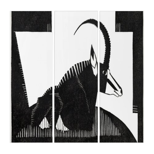 Artwork Sabel Antelope by Samuel Jessurun 1927 Triptych