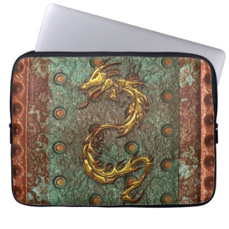Arty 3D-look Asian Dragon on Metal Laptop Sleeve