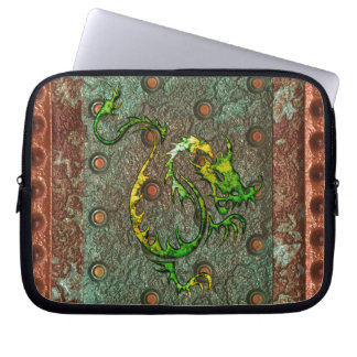 Arty 3D-look Asian Dragon on Metal Laptop Sleeve