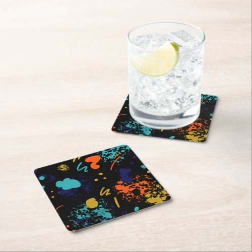 Arty Black Splash Glass Bench Square Paper Coaster