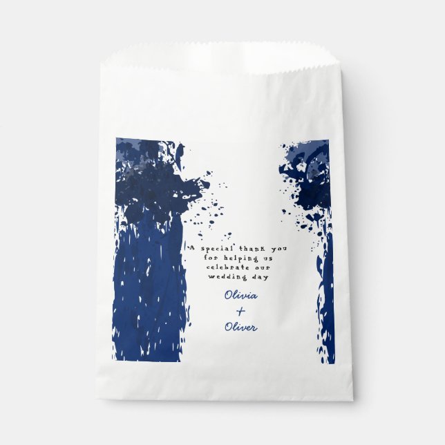 Arty Blue Splatter - Wedding Favor Bag (Front)
