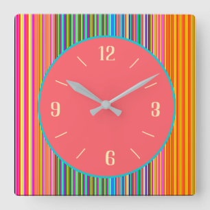 Arty Candy Striped Border+ Pink Center Clock