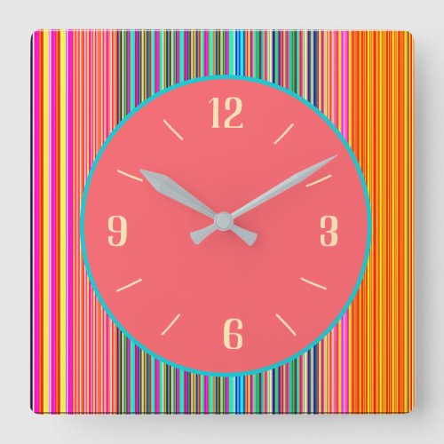 Arty Candy Striped Border Pink Center Clock